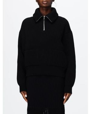 Alaïa Jersey De Cuello Alto De Cachemir Con Media Cremallera Y Corte Relajado - Negro