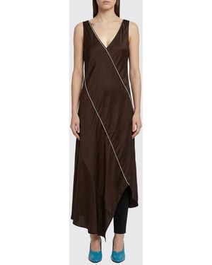 Jil Sander Asymmetric Viscose Dress - Brown