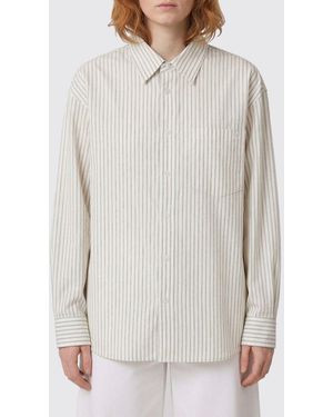 DUNST Casual Striped Cotton Poplin Shirt - Grey