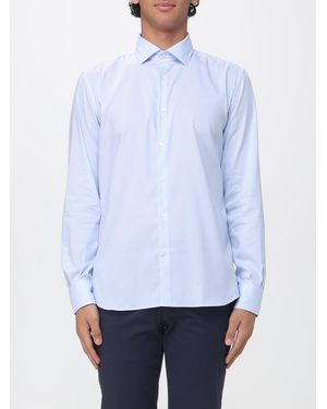 Brooksfield Camisa De Rayas De Algodón Estructurado Con Cuello Francés - Blanco