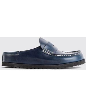 Birkenstock 1774 Naples Smooth Leather Low-Heeled Mules - Blue