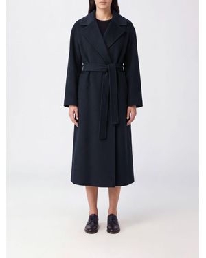 Max Mara Abrigo Largo Tipo Bata De Lana Y Cachemira Con Cinturón - Azul