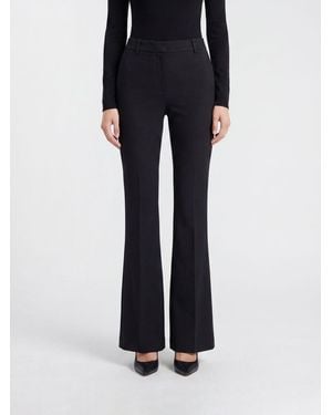 PT Torino Pantalon Évasé En Viscose Avec Pinces Et Taille Mi-Haute - Noir