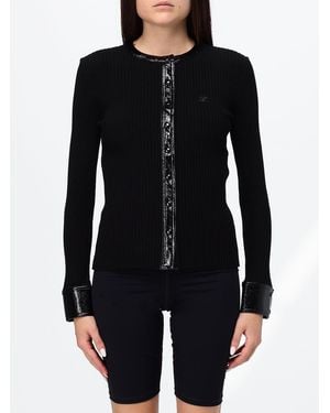 Courreges CourrÈ Ges Slim Fit Cardigan Aus Geripptem Jersey Mit Rundhalsausschnitt - Schwarz