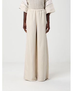 Max Mara Linen And Silk Palazzo Pants - Natural