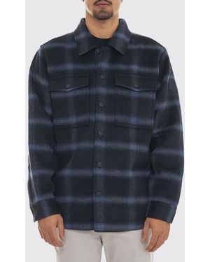 BOSS Losky Check Wool-Blend Overshirt With Patch Pockets - Blue
