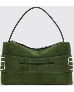 JW Anderson Loafer Mini Leather And Suede Handbag With Contrast Stitching - Green