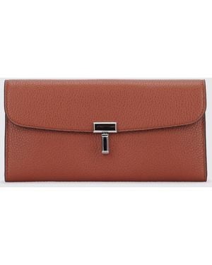 TOTEME T-Lock Grained Leather Wallet - Red