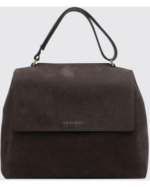 Orciani Sveva Hammered Leather Handbag With Adjustable Handle And Strap - Black