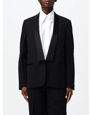 Fendi Single-Breasted Cropped Wool Blazer With Satin Shawl Collar - Black