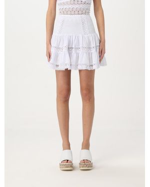 Charo Ruiz Mini Skirt Tiered Ruffle Lace - White