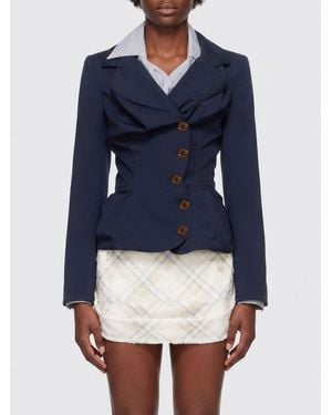 Vivienne Westwood Short Double-Breasted Draped Wool Blazer - Blue