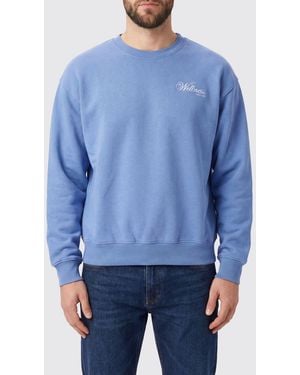Sporty & Rich Sporty &Amp Rich Relaxed Fit Slogan Print Cotton Jumper - Blue