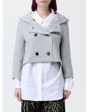 Dries Van Noten Double-Breasted Crop Cotton Sweatshirt - Grey