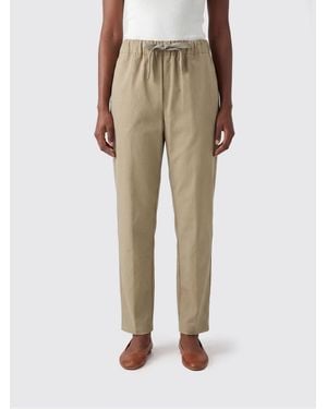 Semicouture Straight-Leg Cotton Pants With Drawstring Waist - Natural