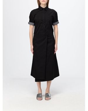 Loewe Asymmetric Hem Silk And Cotton Wrap Midi Shirt Dress - Black
