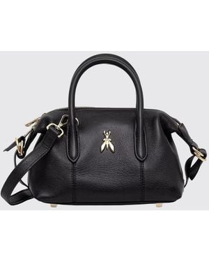 Patrizia Pepe Calfskin Mini Handbag With Fly Logo And Protective Feet - Black
