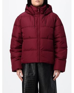 DISCLAIMER Chaqueta Acolchada Corta Con Capucha Y Cuello De Embudo - Rojo