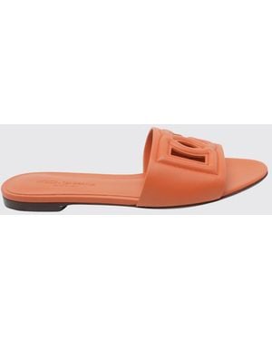 Dolce & Gabbana Dolce &Amp Gabbana Leather Mule Sandals With Dg Monogram And Low Heel - Pink