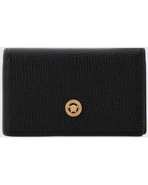 Versace Medusa Biggie Grained Leather Credit Card Holder - Black