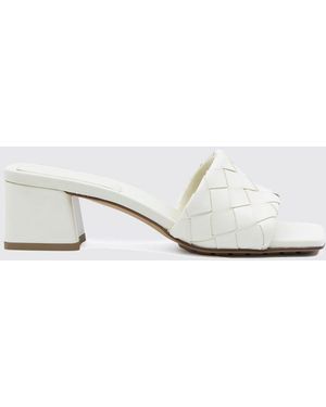 Bottega Veneta Parco Woven Leather Mules - White