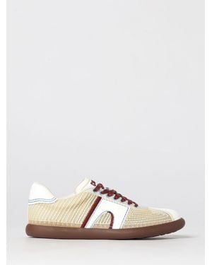 Camper Pelotas Soller Leather And Recycled Polyester Trainers With Thread Stitching - Yellow