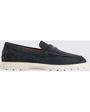 Tod's Suede Leather Loafers With Strap And Engraved Logo - White