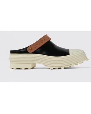 CAMPERLAB Traktori Brushed Leather And Pu Sabot - White