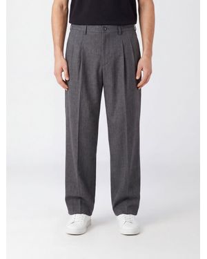 Ami Paris Pantalón De Pernera Ancha Con Pinzas De Pura Lana Virgen - Gris