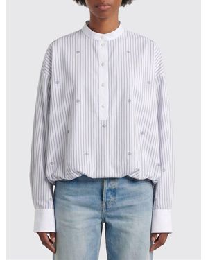 Gucci Striped Cotton Shirt With Gg Monogram - White