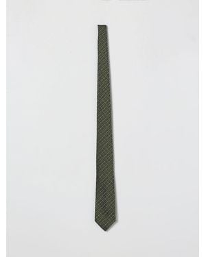 Emporio Armani Silk Tie With Jacquard Waves - White