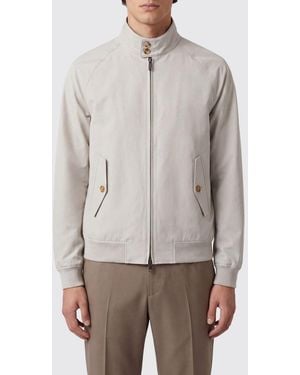 Baracuta Cotton Blend Bomber Jacket With High Collar And Zip Closure - Grey