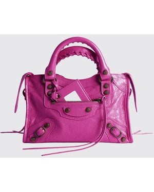 Balenciaga Sac Le City Mini En Cuir Arena - Rose