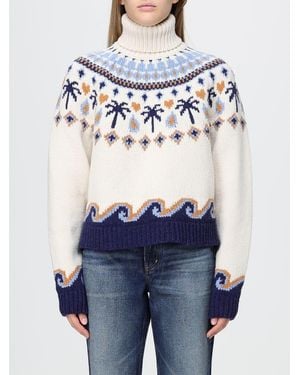 Alanui Rollkragenpullover Aus Reiner Schurwolle Mit Abstraktem Jacquard-Muster - Blau