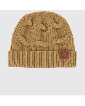 Stella McCartney Ribbed Wool Hat With Woven Inlay - Natural