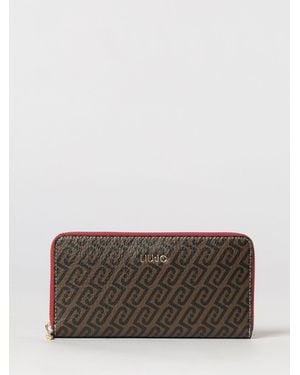 Liu Jo Grained Synthetic Leather Wallet With Printed Logo - Brown