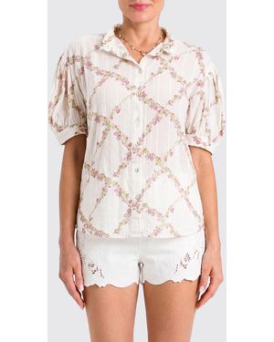 Twinset Cotton Blend Shirt With Floral Print - White