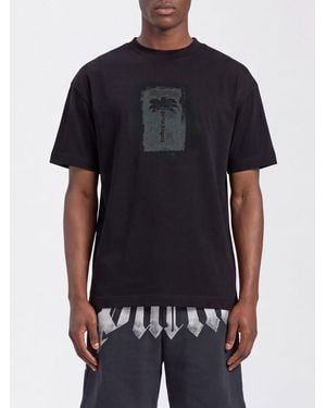 Palm Angels Graphic-Print Cotton T-Shirt With Dropped Shoulders - Black