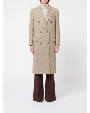 Isabel Marant Langer Zweireihiger Mantel Aus Wollmischung Mit Revers - Natur