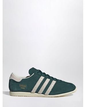 adidas Originals Paris Leather And Suede Trainers With 3-Stripes Logo - Green