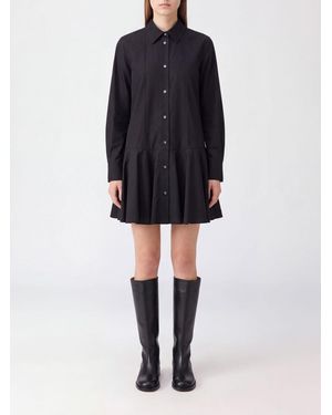 Loewe Draped Neck Cotton Poplin Mini Shirt Dress - Black