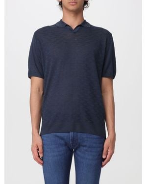 Corneliani Linen Knit Polo Shirt - Blue