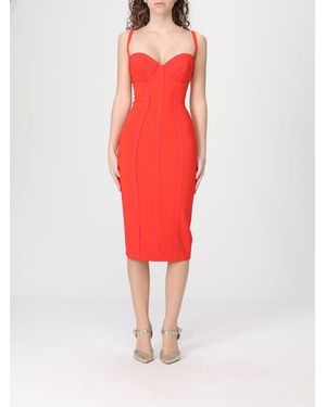 Elisabetta Franchi Light Crêpe Dress With Raw Cut Fabric - Red