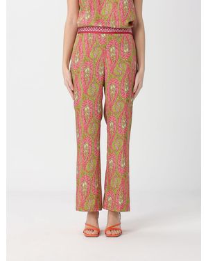 Etro Printed Silk Trousers - Pink
