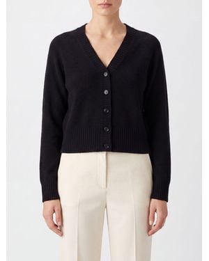 Allude V-Neck Cashmere Cardigan With Button Closure - Black