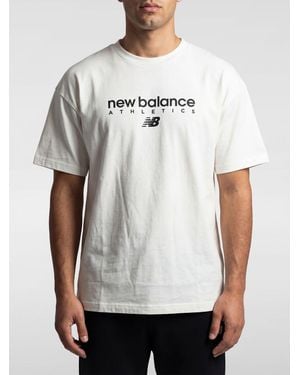 New Balance Trackside Cotton Jersey T-Shirt With Logo Print - White
