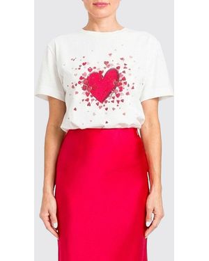 Twinset Cotton T-Shirt With Heart Print - Red