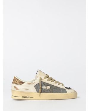 Golden Goose Stardan Used Leather And Nylon Trainers - Natural