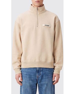 Jacquemus High Neck Relaxed Fit Cotton Jumper With Zip - Blue