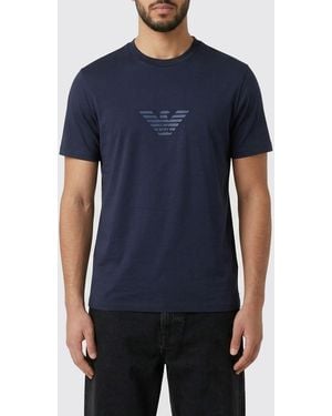 Emporio Armani Basic Cotton T-Shirt With Eagle - Blue